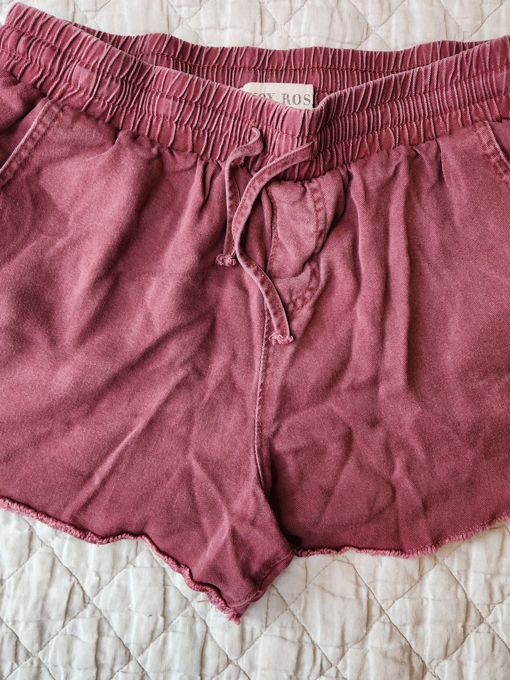 Cozy High-Waist Drawstring Shorts - Dusty Rose